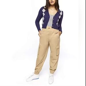 NWT!Fall Cottagecore Top Argyle Print Navy Y2k Jacket Women's Office Cardigan XL